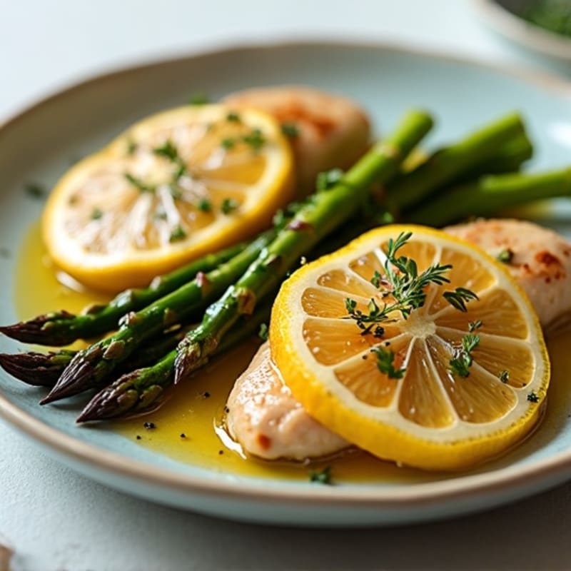 Lemon-Garlic Pan-Seared Chicken with Roasted Asparagus