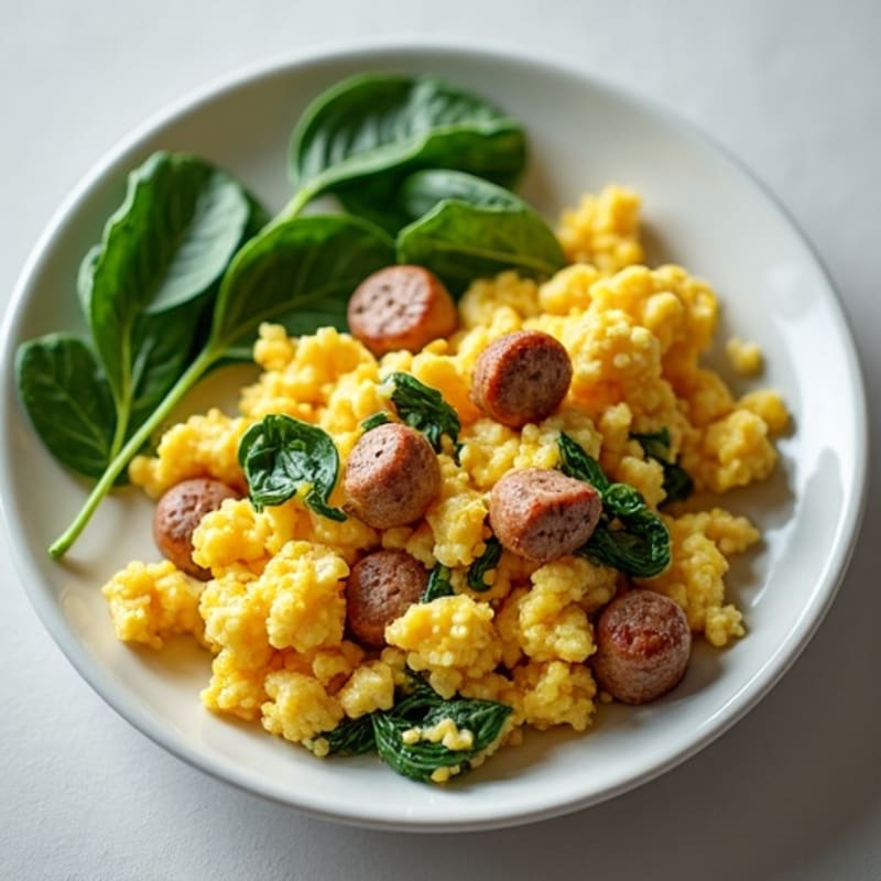 Egg White and Turkey Sausage Scramble with Spinach