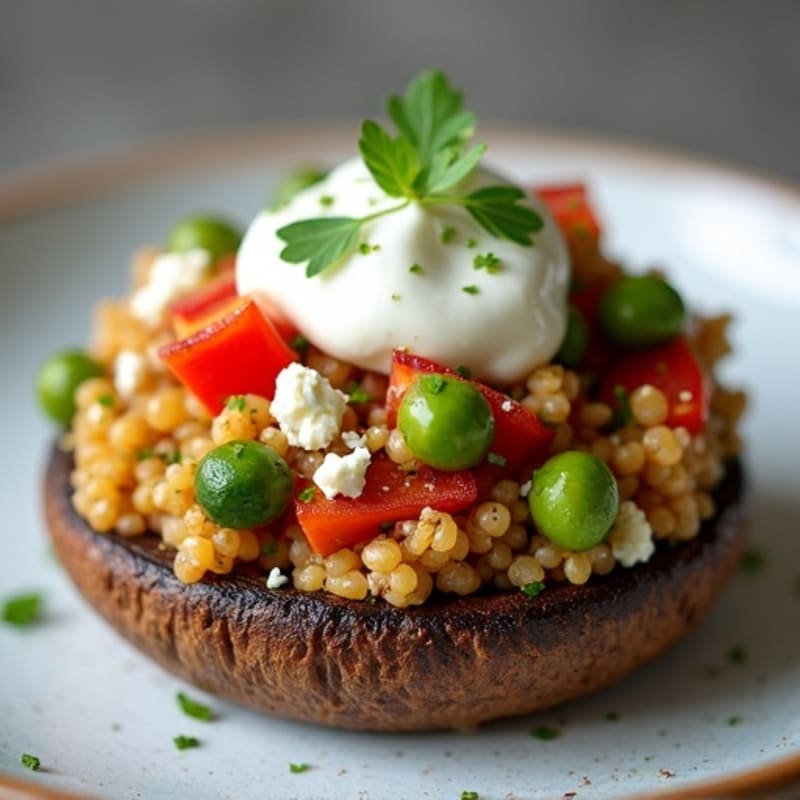 Portobello Mushrooms Stuffed with Savory Quinoa and Roasted Vegetables
