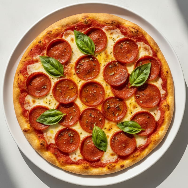 Classic Pepperoni Pizza with Fresh Basil