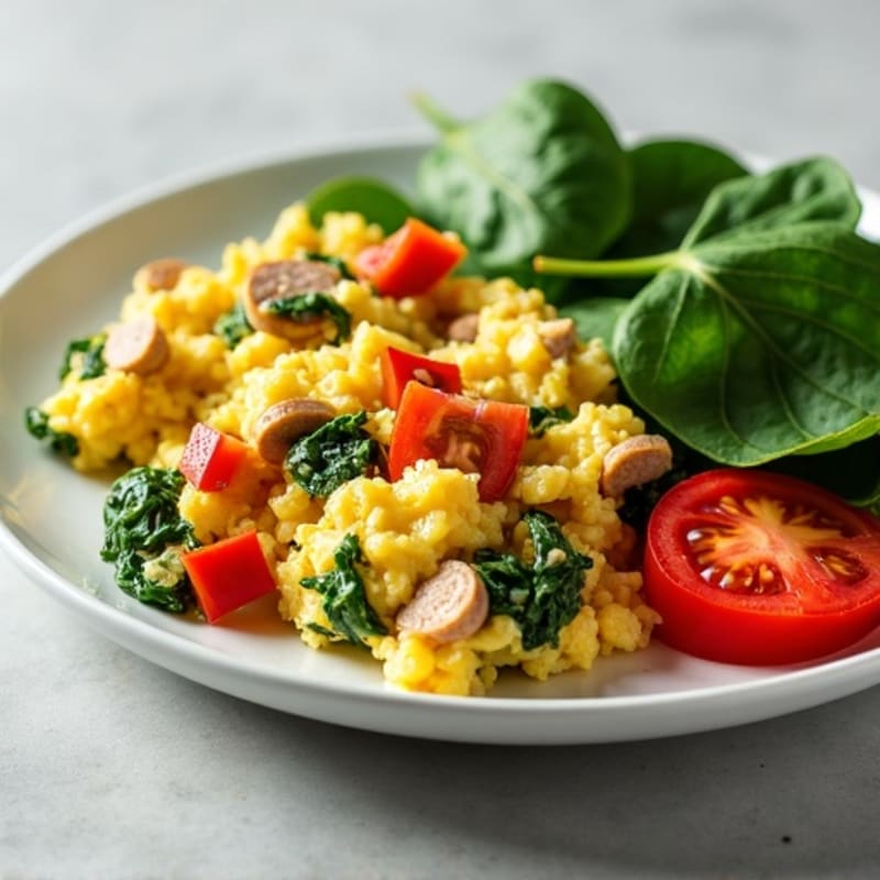 Egg White and Turkey Sausage Scramble with Spinach