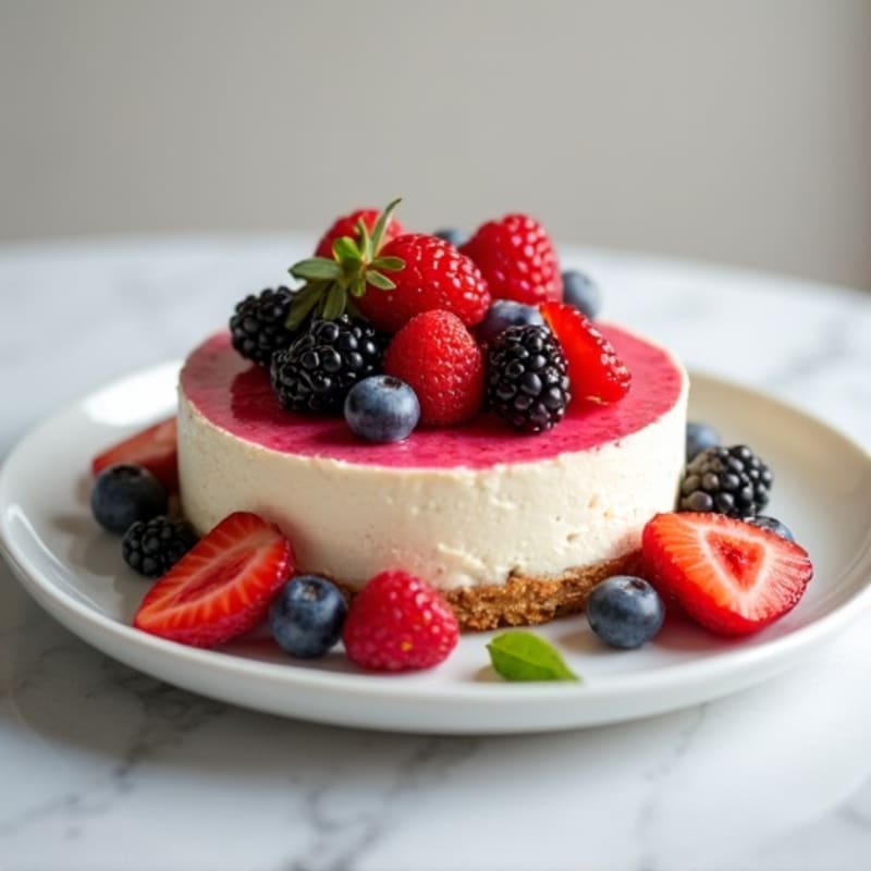 Greek Yogurt Protein Cheesecake with Mixed Berries