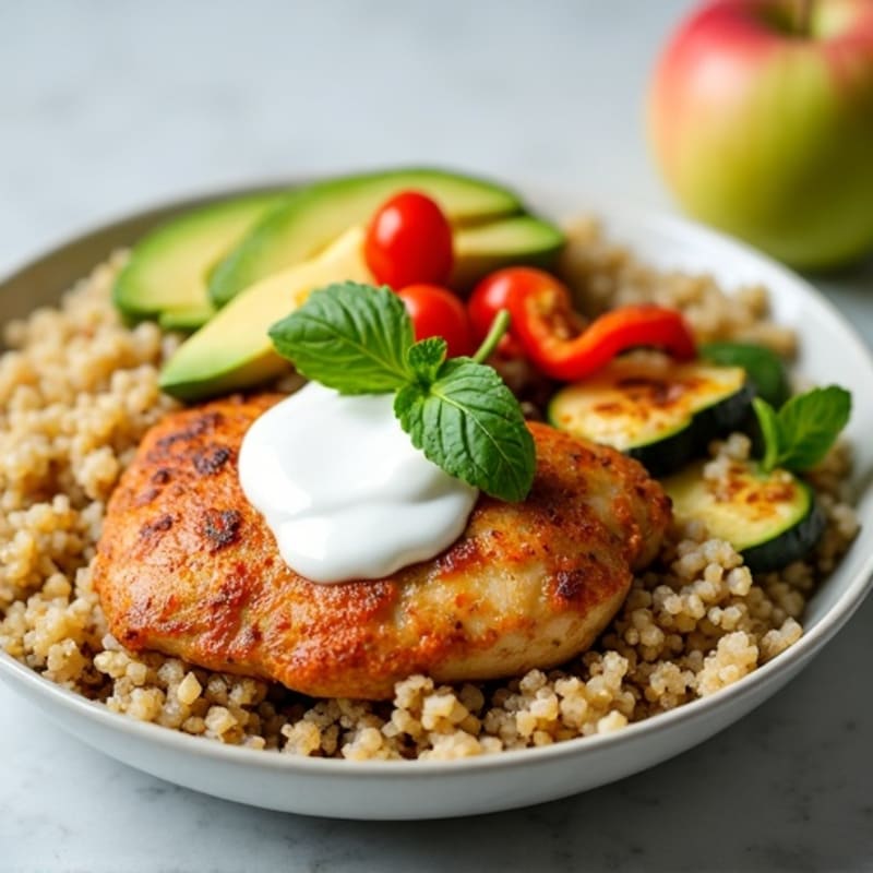 Oven-Baked Chicken Breast with Quinoa and Roasted Vegetables