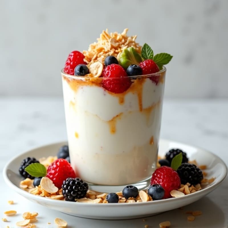 Creamy Greek Yogurt Parfait with Almond Butter and Berries