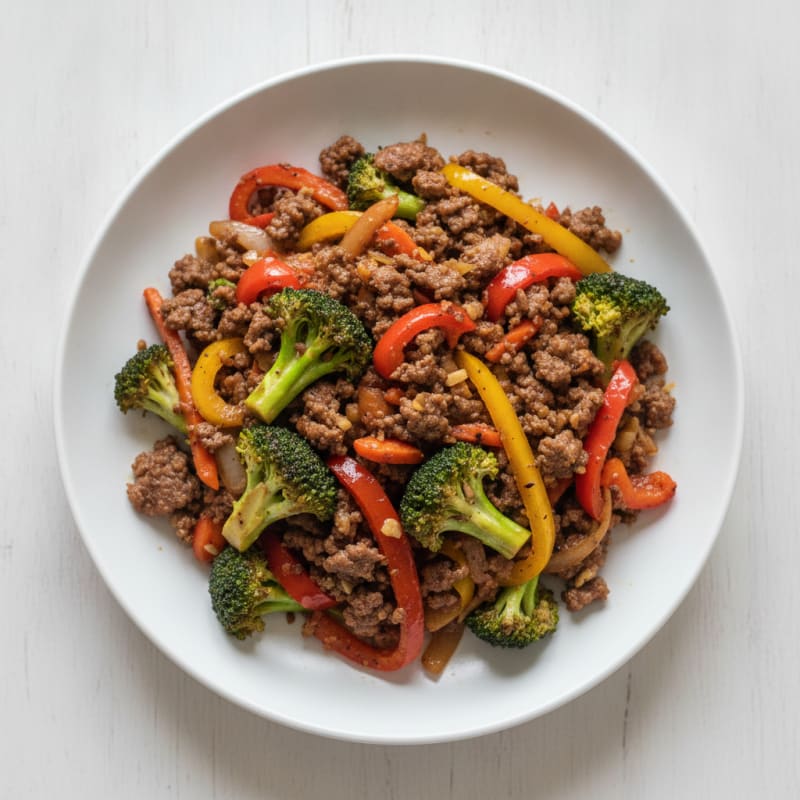 Lean Ground Beef and Vegetable Stir-Fry