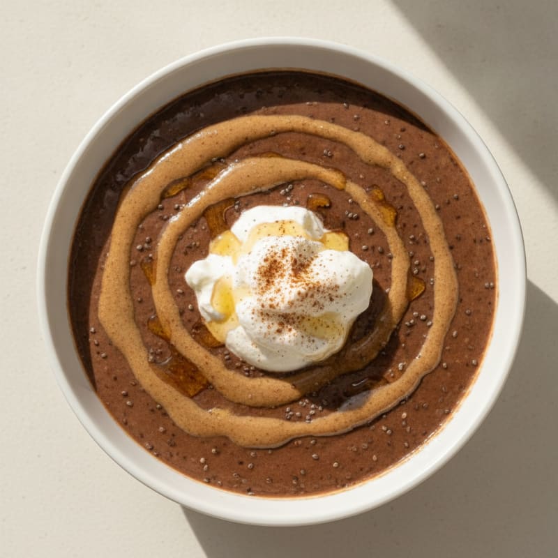Silky Chocolate Protein Pudding with Almond Butter Swirl