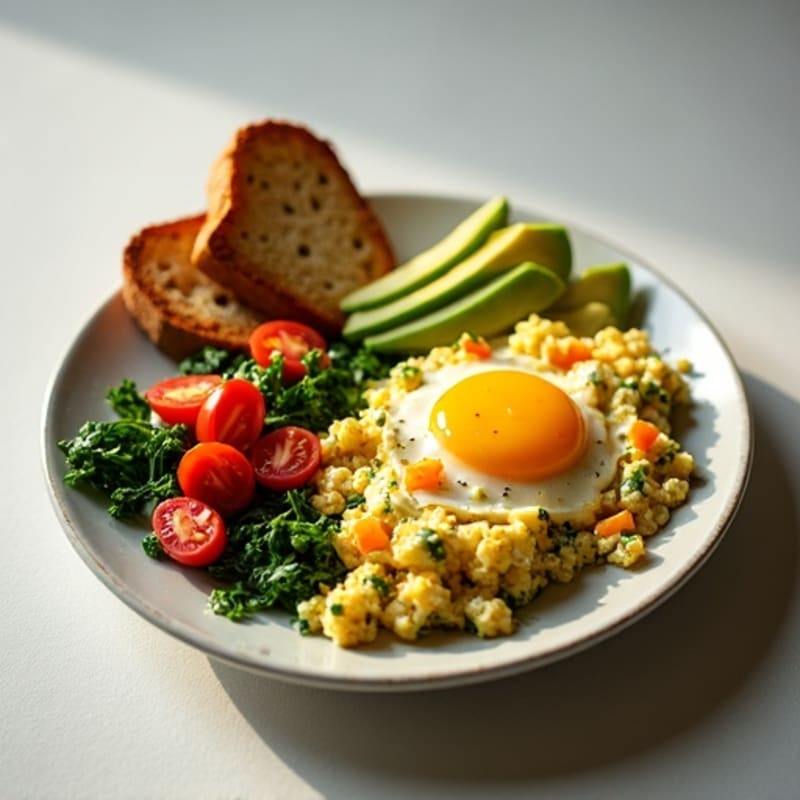 Egg White Scramble with Turkey Sausage and Spinach