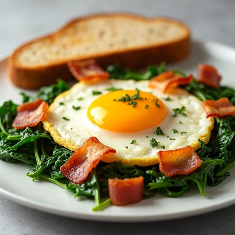 Egg White and Spinach Scramble with Turkey Bacon