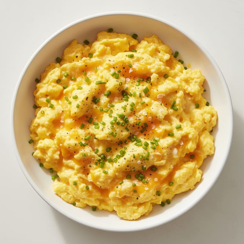 Fluffy Cheddar Scrambled Eggs