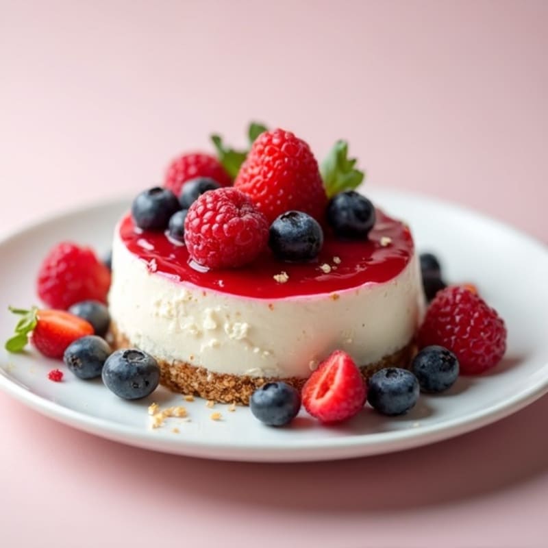 Greek Yogurt Protein Cheesecake with Mixed Berries