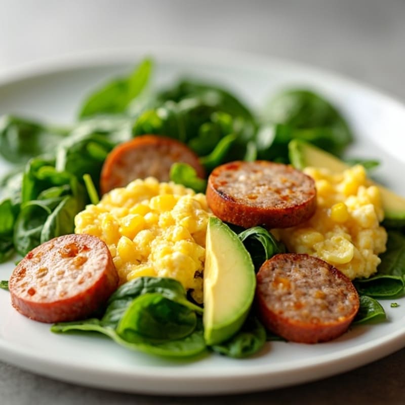 Egg White Scramble with Turkey Sausage and Spinach