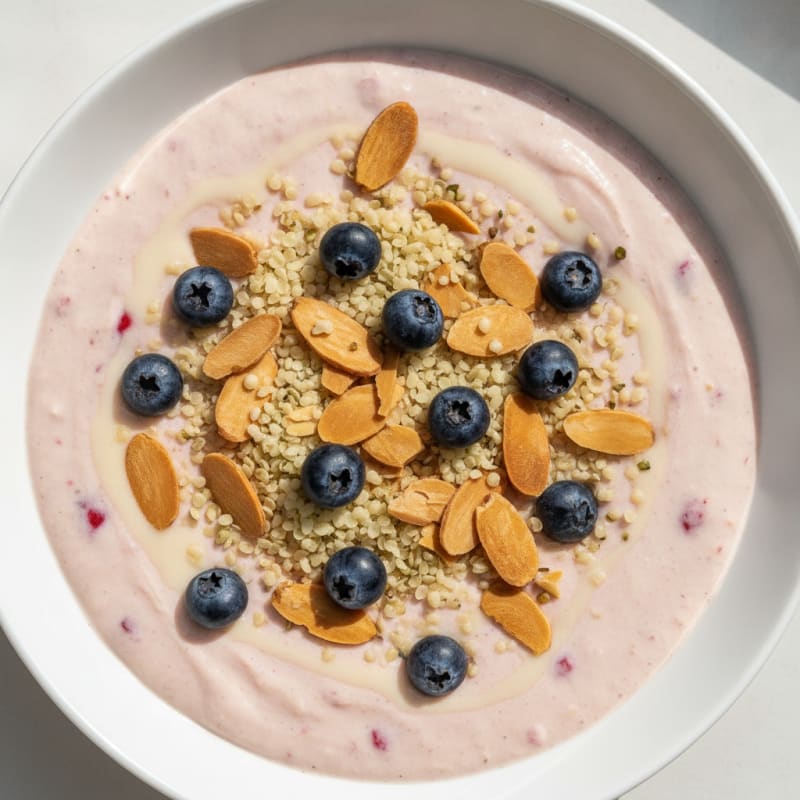 Silky Tofu Protein Smoothie Bowl with Hemp Seeds