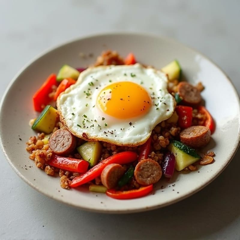 Hearty Egg and Roasted Vegetable Hash