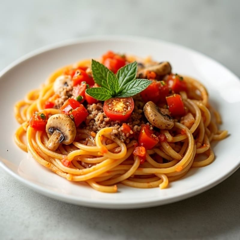 Hearty Turkey and Vegetable Sauce with Whole Wheat Spaghetti