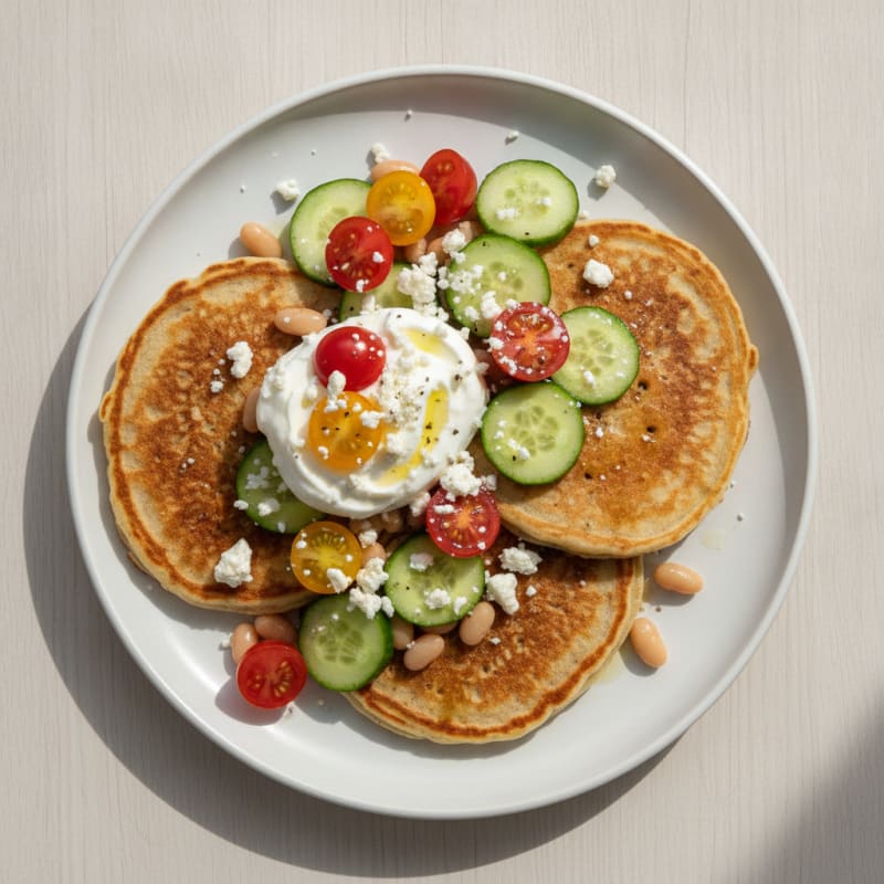 Prodough Protein Pancakes with Greek Yogurt and Cherry Tomatoes