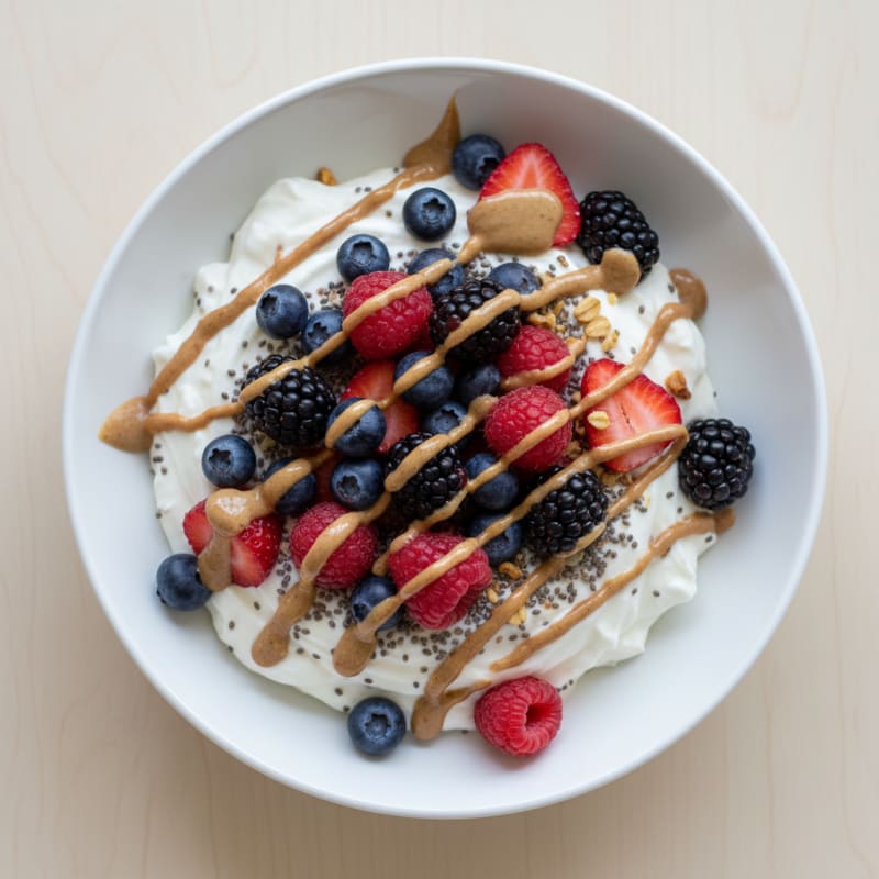 Silky Greek Yogurt Protein Pudding with Mixed Berries