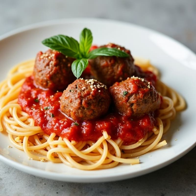 Tender Lean Beef Meatballs with Whole Wheat Spaghetti and Fresh Marinara