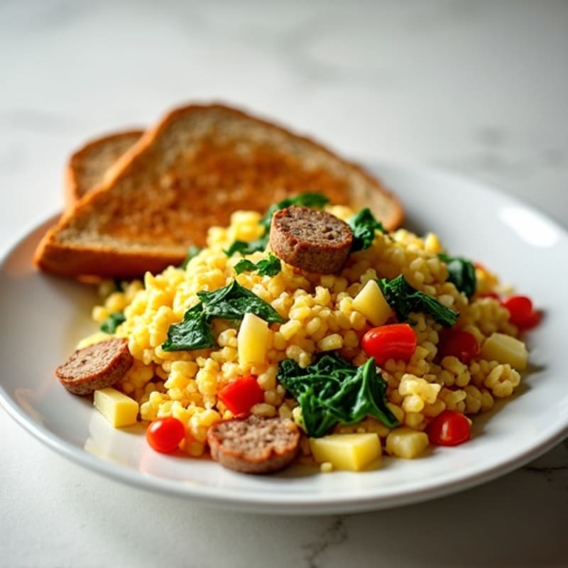 Egg White Veggie Scramble with Turkey Sausage
