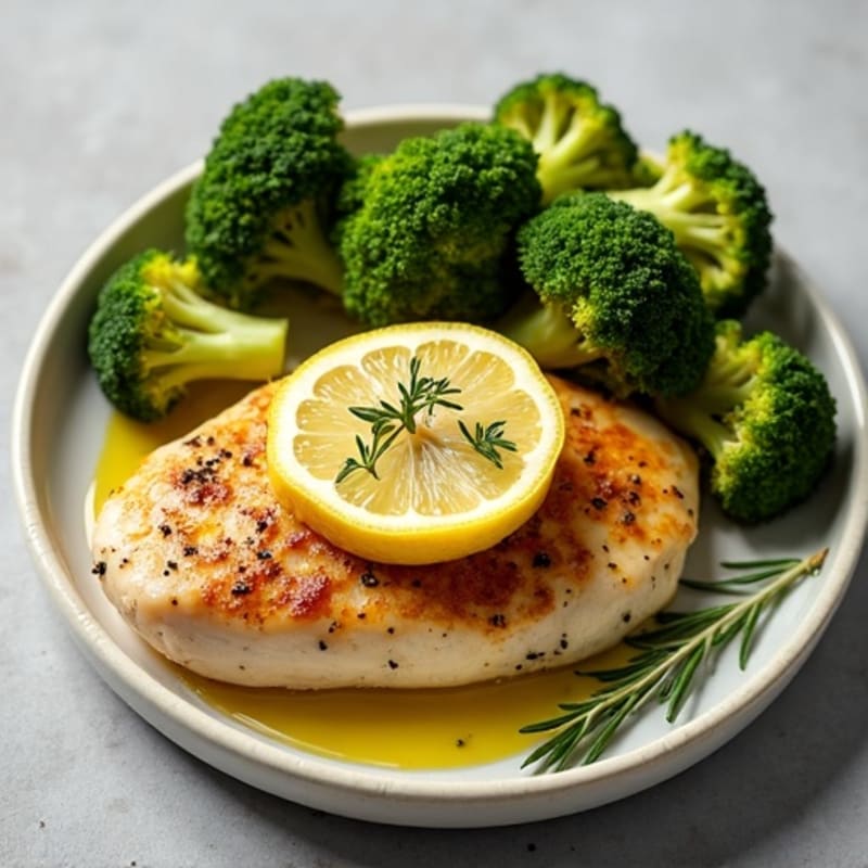 Lemon Herb Pan-Seared Chicken with Roasted Broccoli