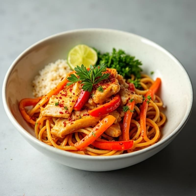 Extra Spicy Chicken and Fresh Veggie Noodle Bowl