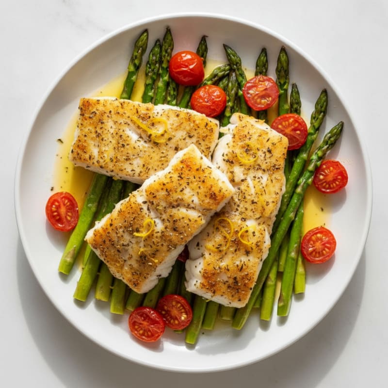 Lemon Herb Baked Cod with Asparagus