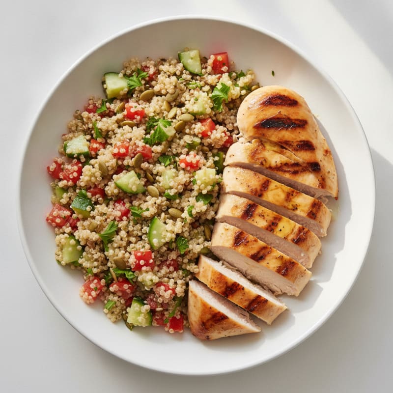 Grilled Chicken Breast with Crunchy Quinoa Salad