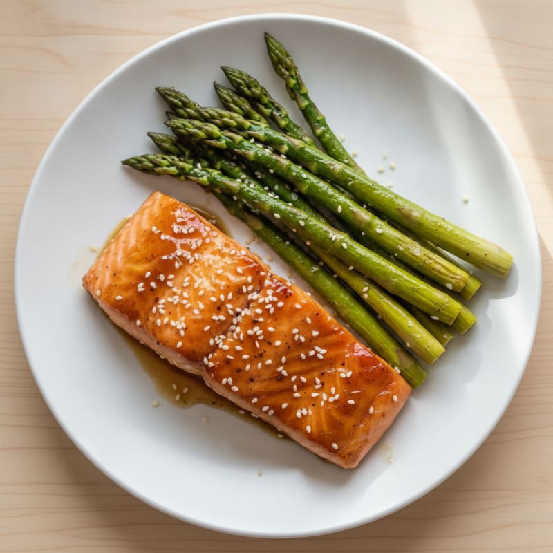 Pan-Seared Teriyaki Salmon with Roasted Asparagus
