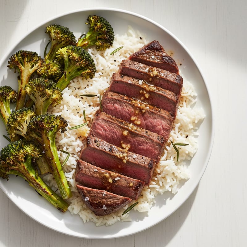 Garlic Herb Steak with Roasted Broccoli