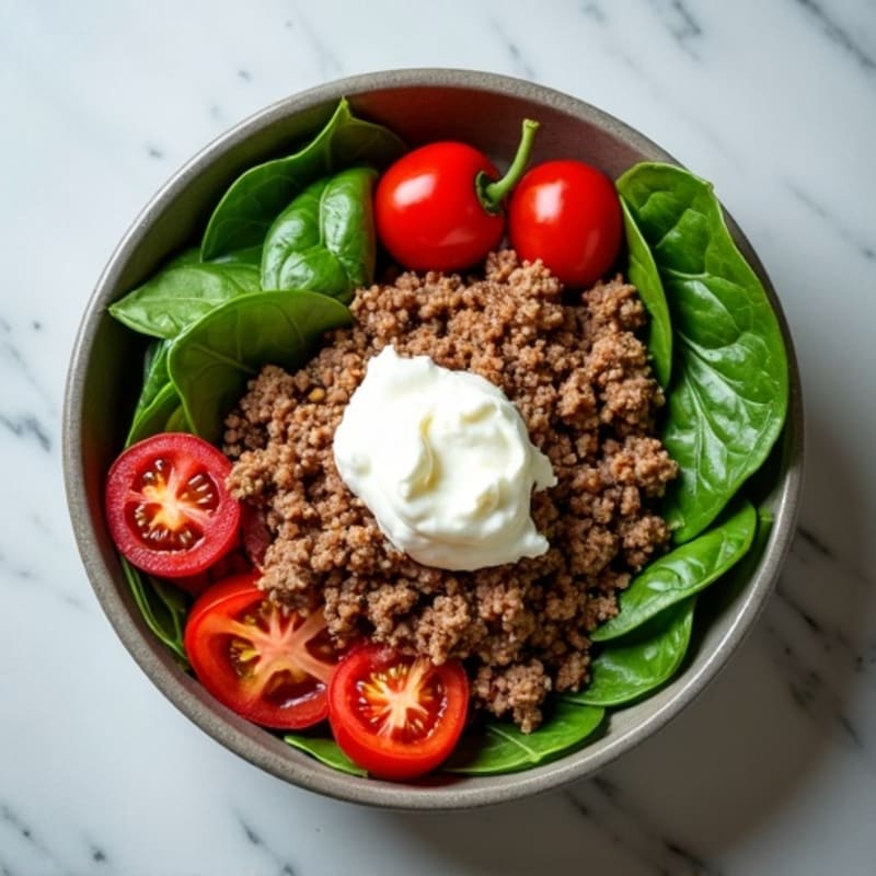 Lean Ground Beef and Creamy Cottage Cheese Bowl