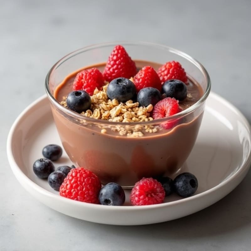 Silky Chocolate Protein Yogurt with Berries