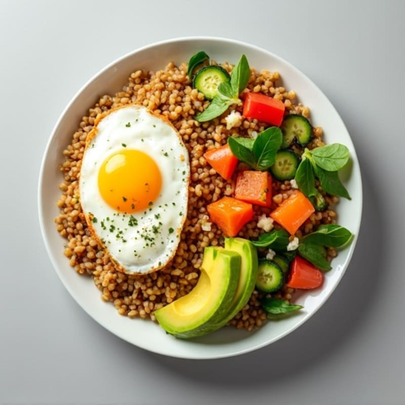 Egg White Vegetable Scramble with Brown Rice