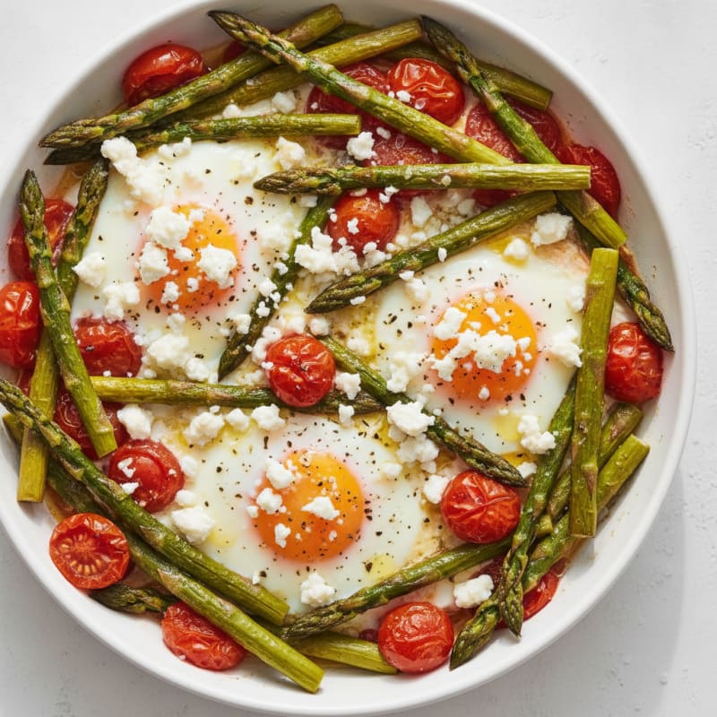 Baked Eggs with Roasted Asparagus