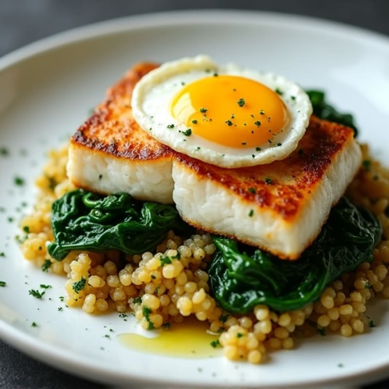Seared Fish Fillet with Herbed Quinoa and Steamed Greens