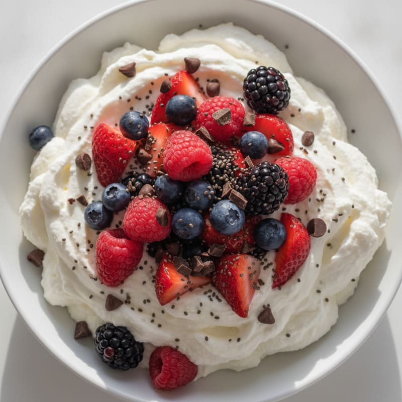 Silky Greek Yogurt Protein Mousse with Mixed Berries