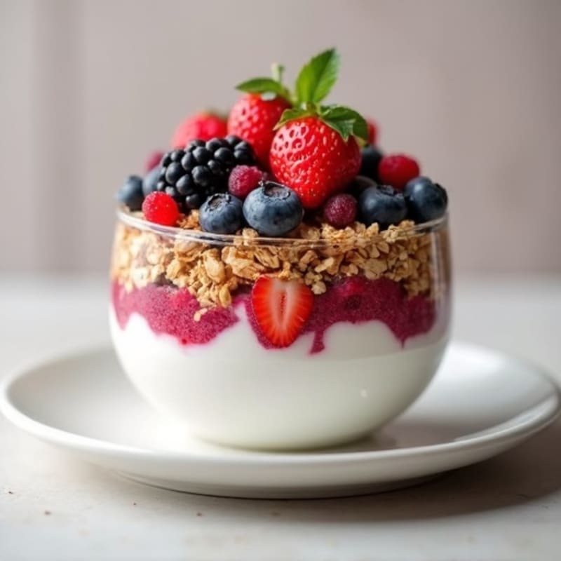 Greek Yogurt Parfait with Mixed Berries and Protein Granola