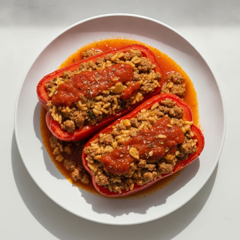 Beef and Rice Stuffed Bell Peppers