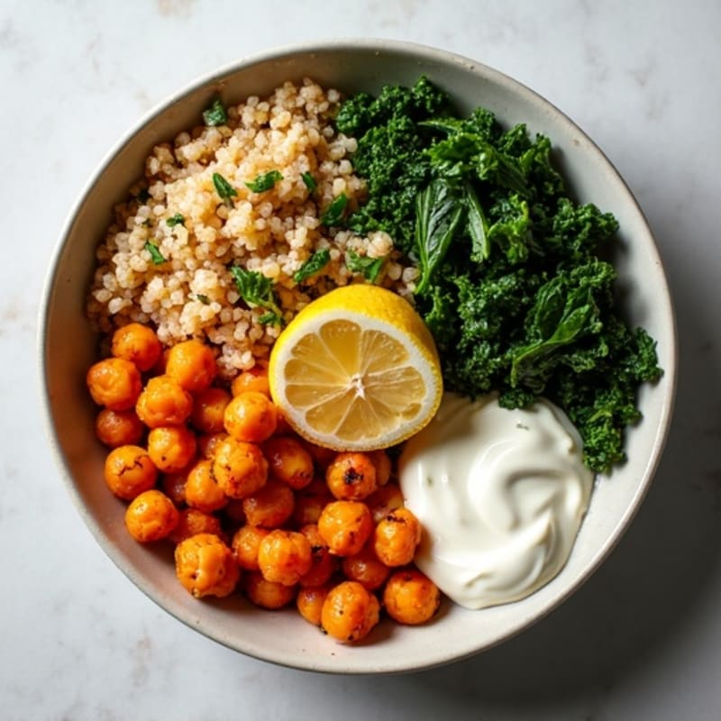 Crispy Roasted Chickpea and Sweet Potato Bowl with Creamy Tahini Dressing