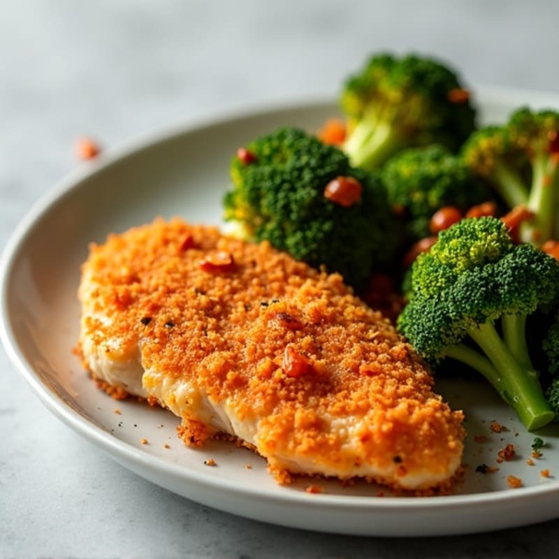 Crispy Sweet and Spicy Chicken with Roasted Broccoli
