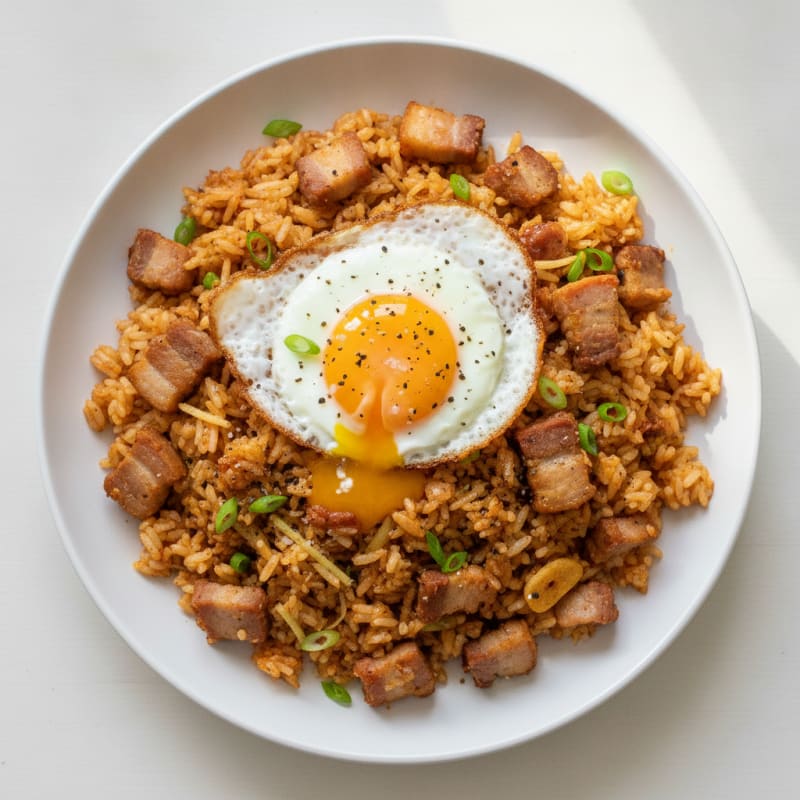 Kimchi Fried Rice with Pork Belly