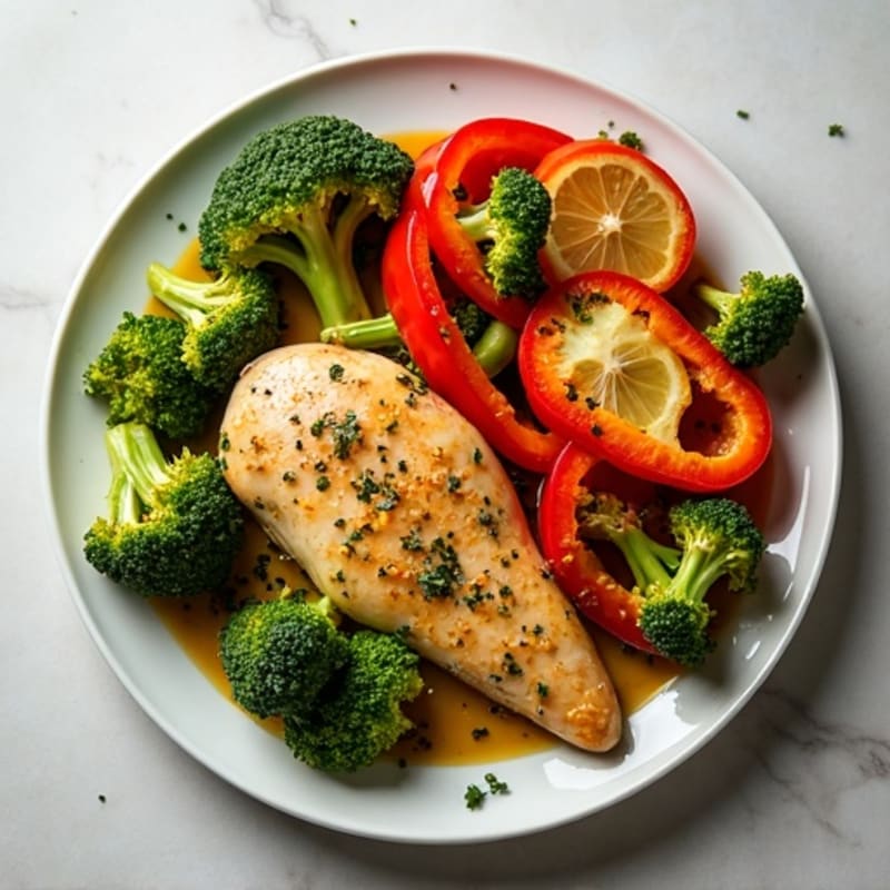 Sheet Pan Lemon Herb Chicken with Roasted Broccoli and Bell Peppers