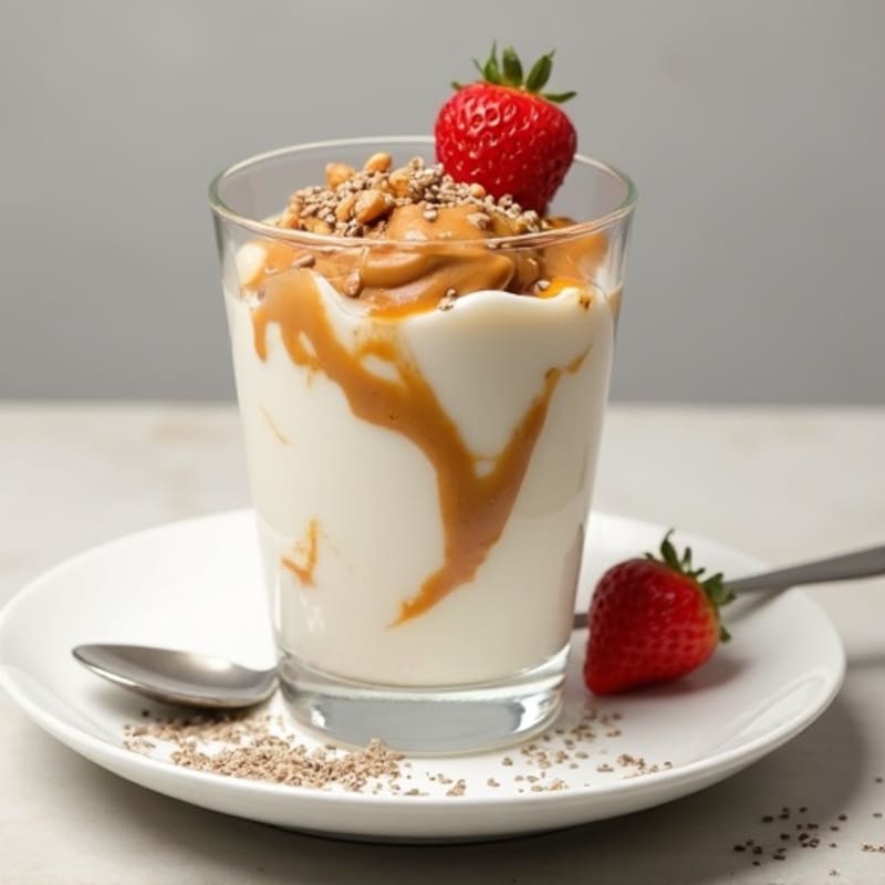 Greek Yogurt Protein Parfait with Almond Butter and Chia Seeds