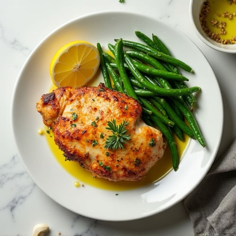 Lemon Garlic Roasted Chicken with Roasted Green Beans