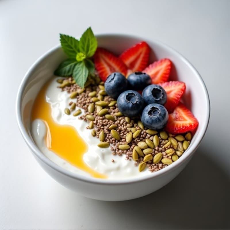 Greek Yogurt Bowl with Silky Chia Seeds and Crunchy Pumpkin Seeds