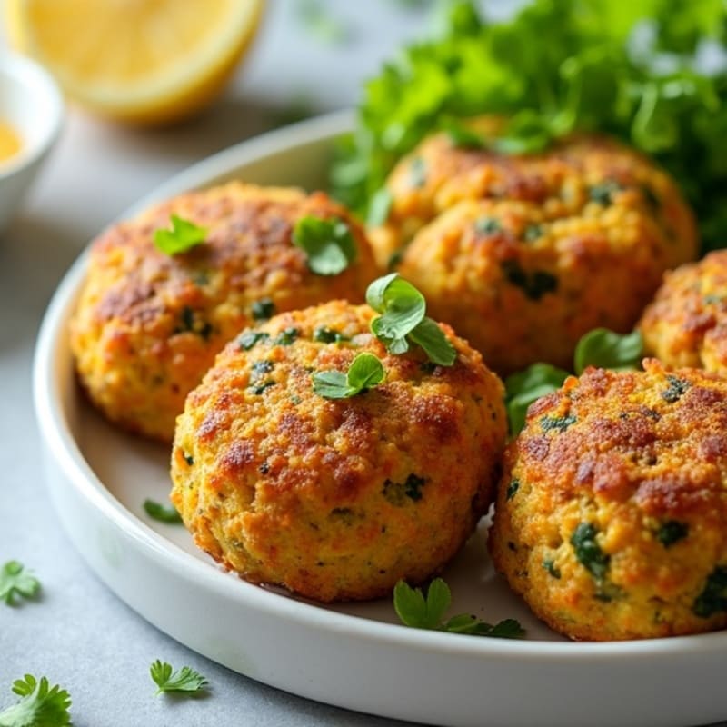 Crispy Baked Falafel with Lemon-Garlic Tahini