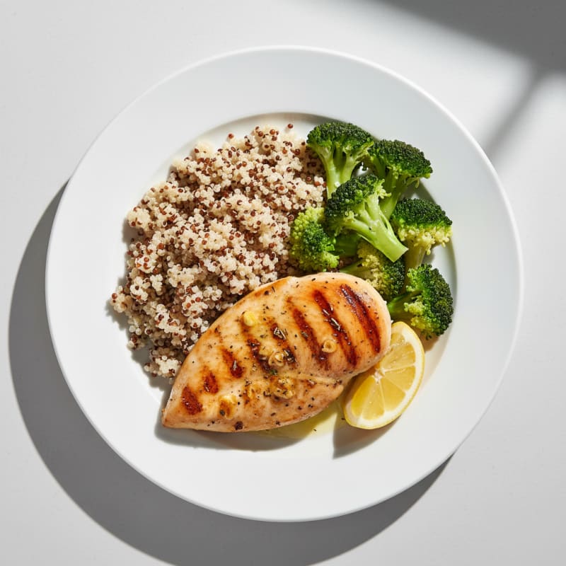 Grilled Chicken Breast with Quinoa and Steamed Broccoli
