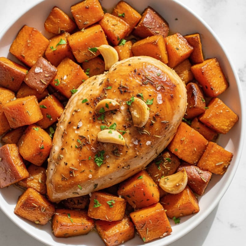 Garlic Herb Roasted Chicken with Root Vegetables