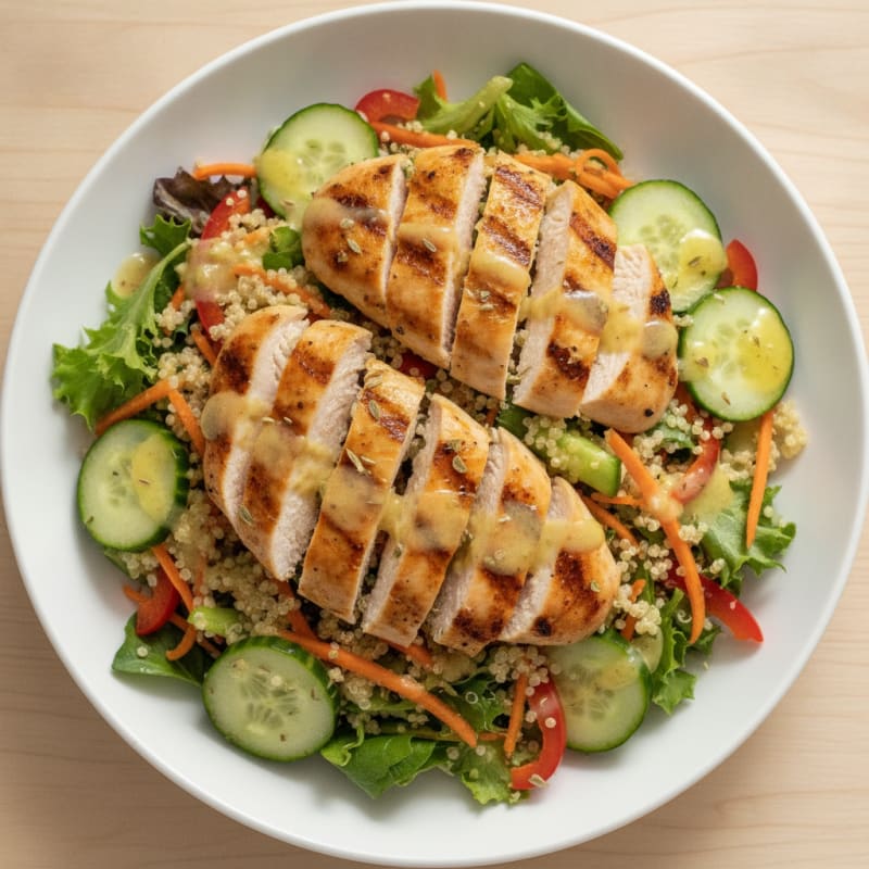 Grilled Chicken Salad with Quinoa and Crunchy Vegetables