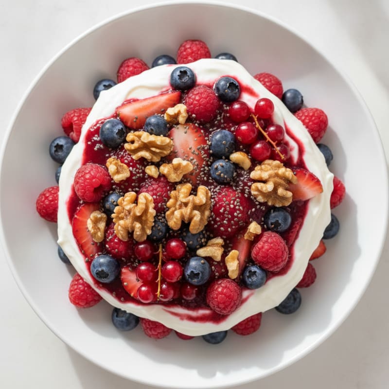 Greek Yogurt Protein Parfait with Mixed Berries