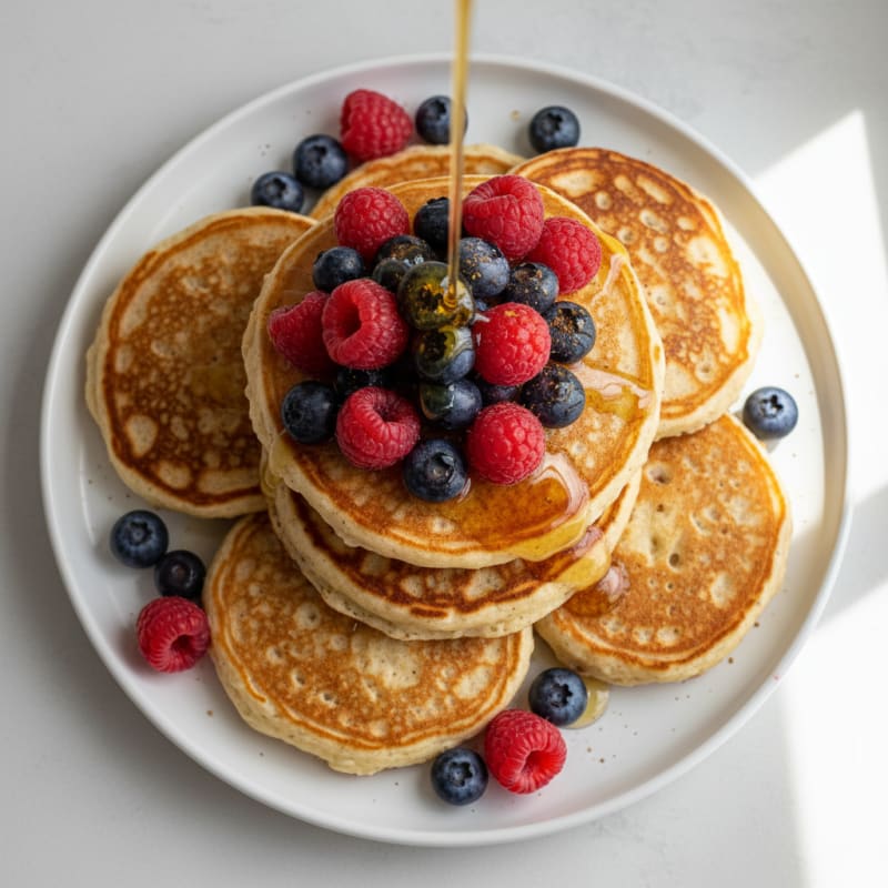 Cottage Cheese Protein Pancakes with Fresh Berries