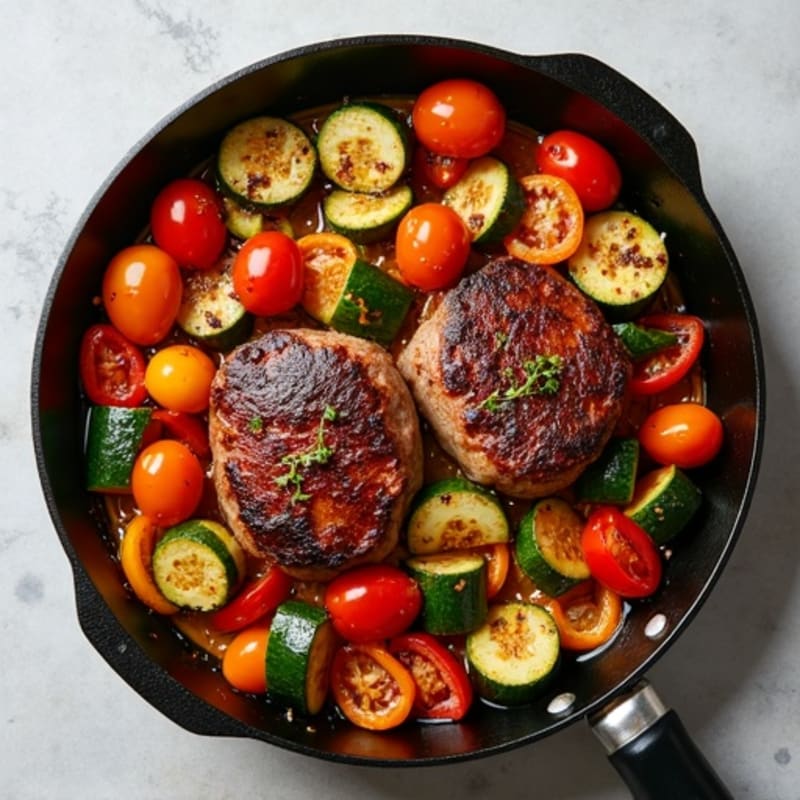 Lean Venison and Roasted Vegetable Skillet